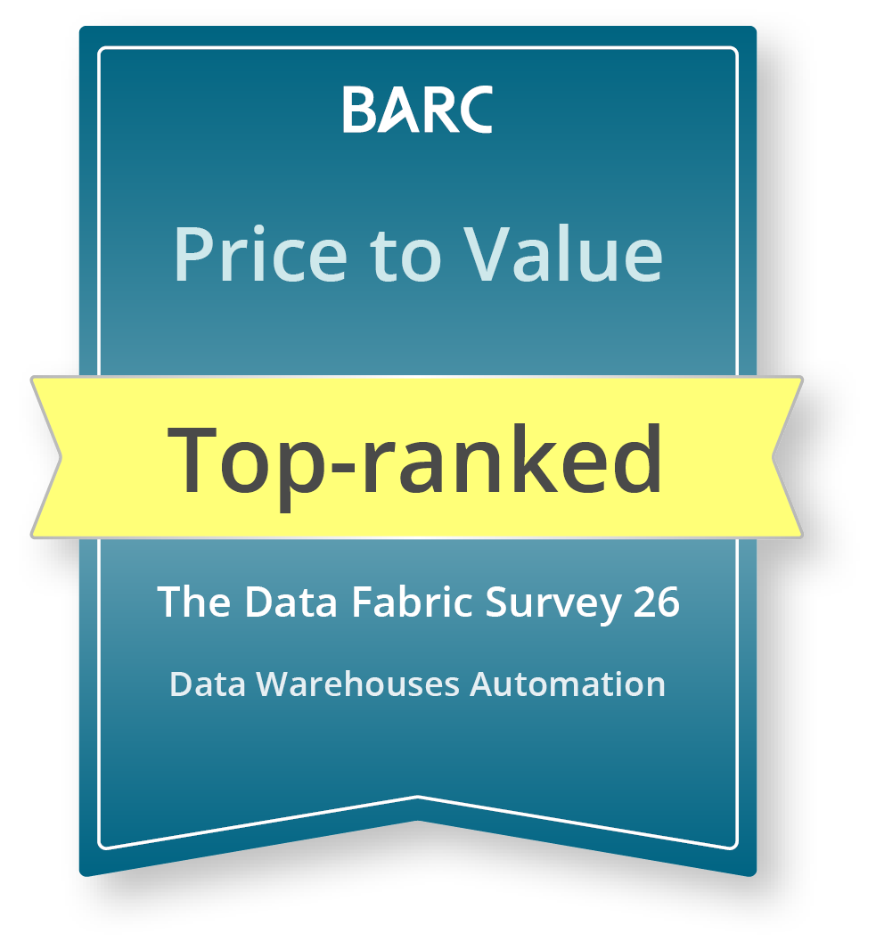 BARC Top-ranked — Price to Value 2026 – The Data Fabric Survey 26